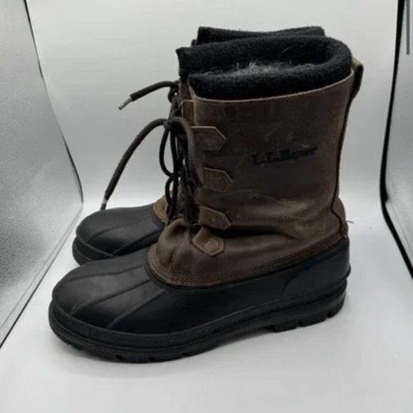 Men’s LL Bean Leather Waterproof Hunting Fishing Boots - Size 12 - Picture 2 of 10